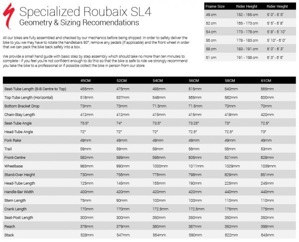 Specialized Roubaix Dimensions 2024 www.alhudapk